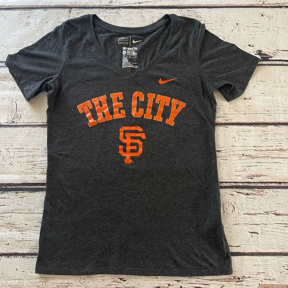 Nike Women San Francisco Giants The City ‎ V-Neck T-Shirt Black Size Medium